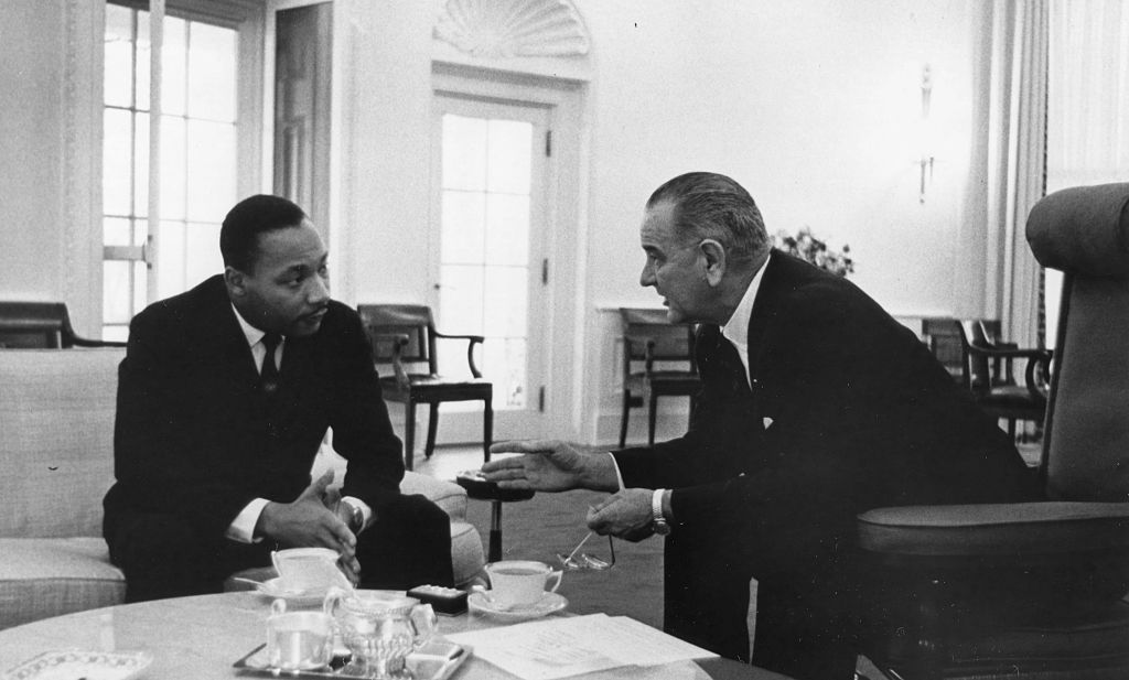 Martin Luther King Jr. meets with President Lyndon Johnson