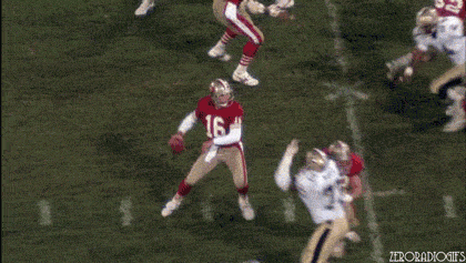 Jerry Rice catches the ball